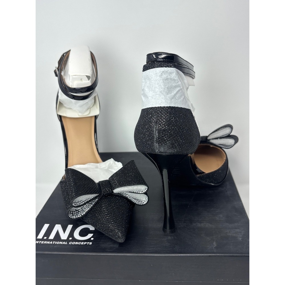 INC International Concepts Womens Saori Bow‎ Ankle-strap Black 4" - Picture 2 of 16